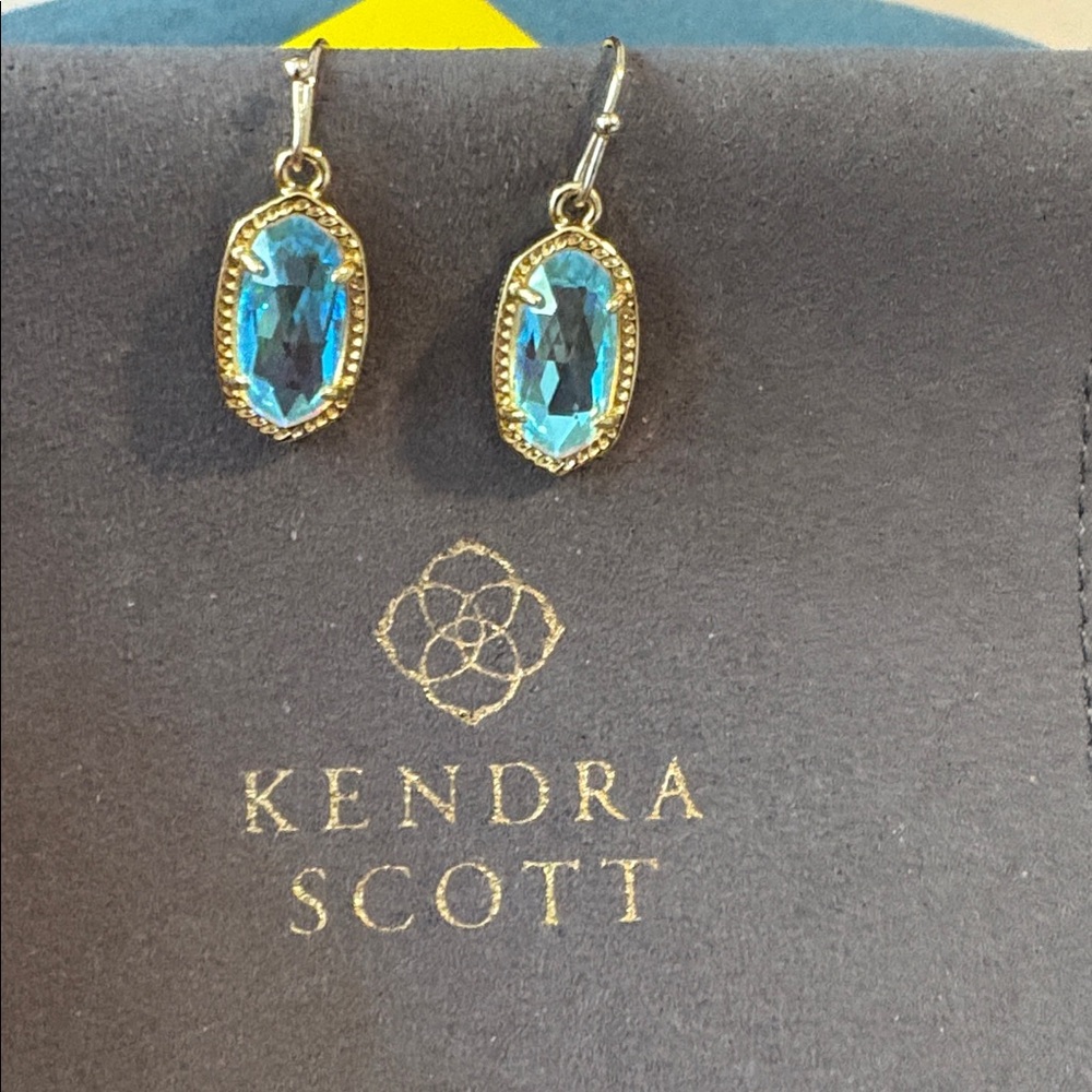 Kendra Scott Lee Gold Drop Earrings in Dichroic Glass NWOT